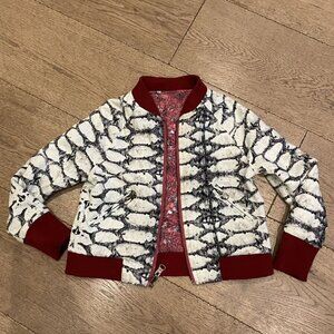 REVERSIBLE graphic Patterned BOMBER Jacket